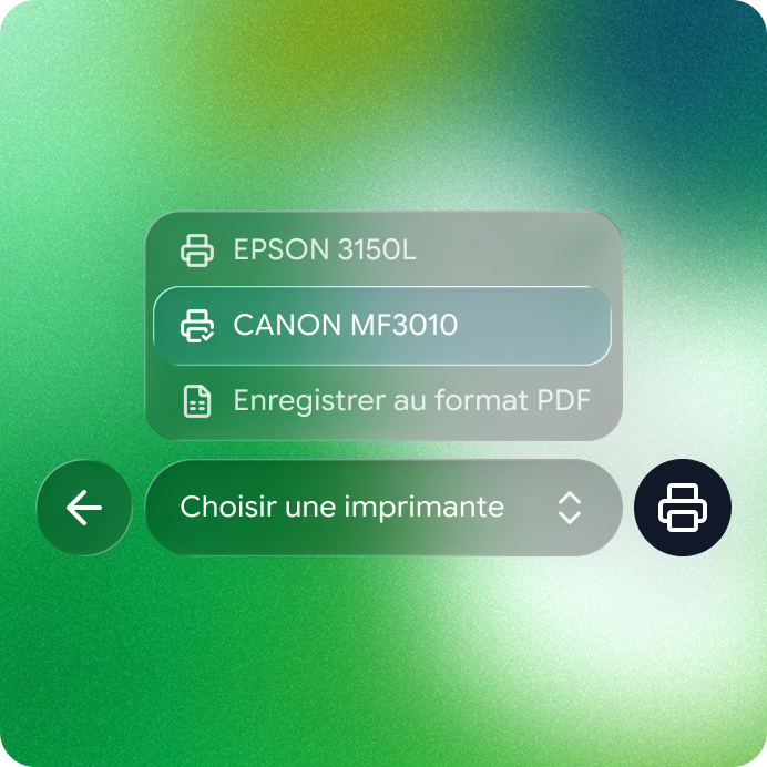 Kavital affiche les imprimantes connectées à vote pc